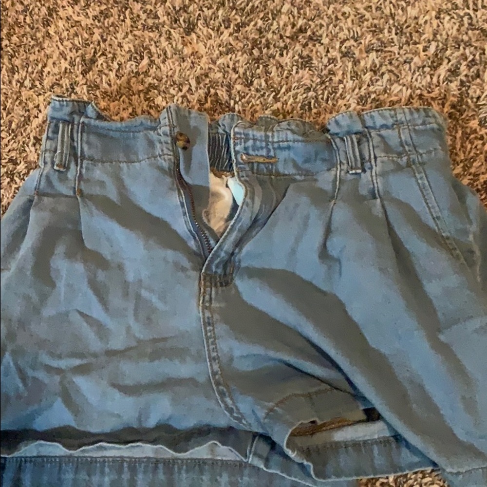 High rise paper bag shorts